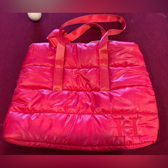 Carolina Herrera Handbags - Red Quilted Tote Bag with Glossy Finish Carolina Herrera
